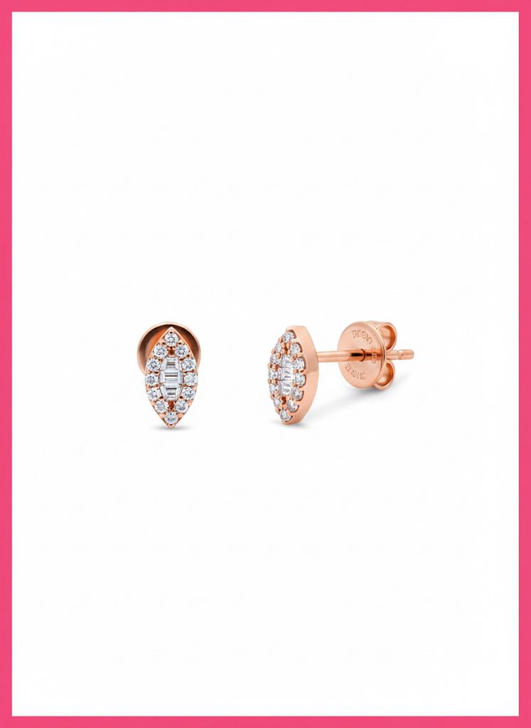 rose gold diamond cross cluster studs