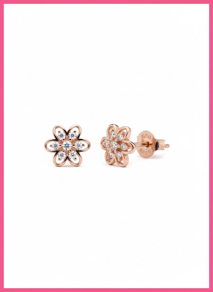 Open Frame Pave Flower Studs