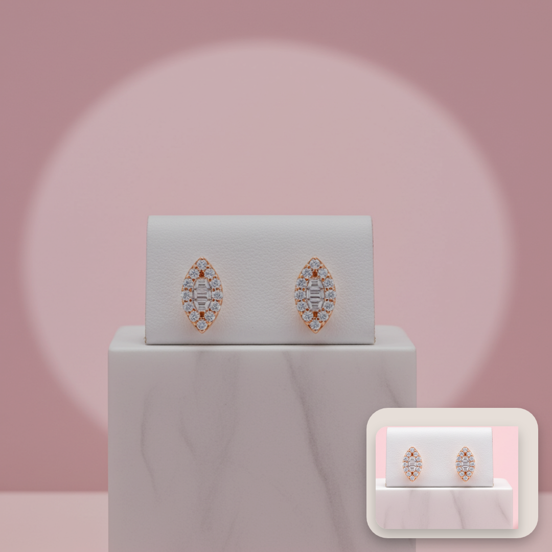 rose gold diamond cross cluster studs