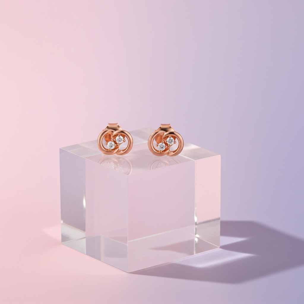 Rose Gold Interwined Initial Studs