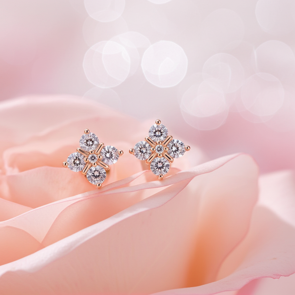 Marquise halo stud earring