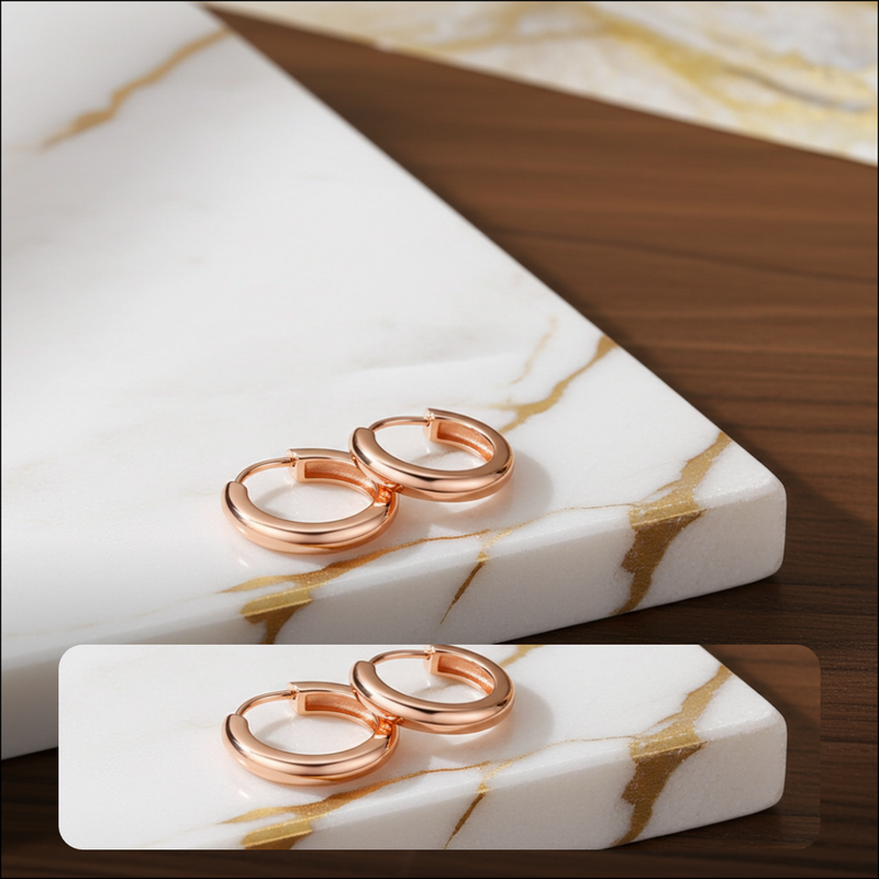 Polished Rose Gold Huggie Hoop Earrings