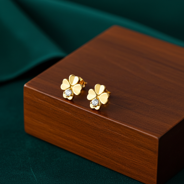 Gold Clover Stud Earrings